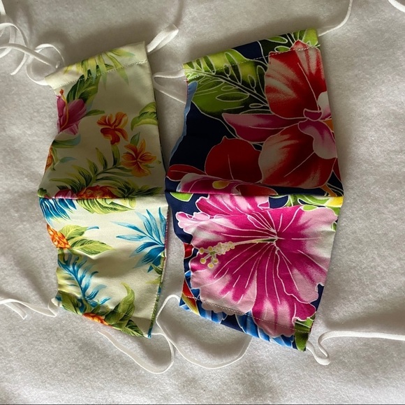 Set of 2 Aloha Print Cloth Cotton Face Masks Flora - Picture 2 of 8